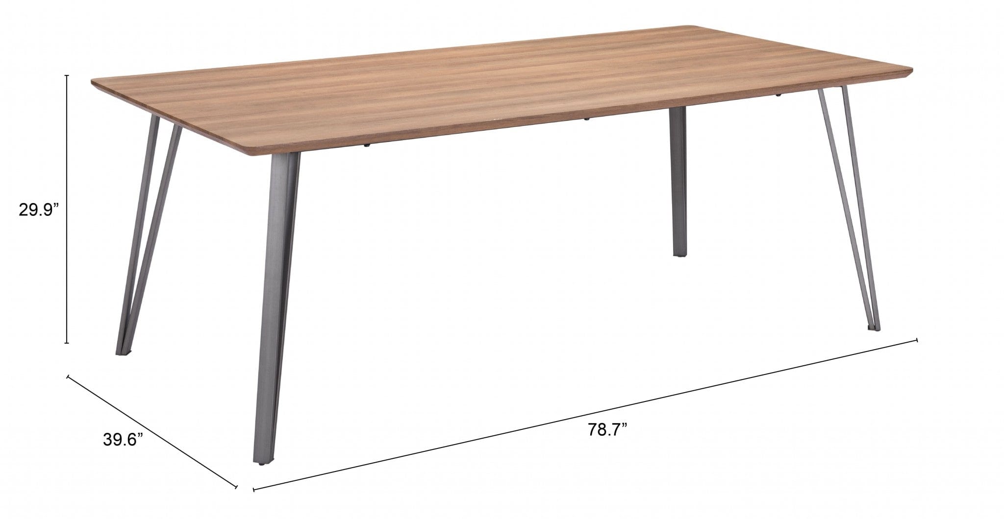 79" Wood Brown And Gray Steel Dining Table - Homeroots