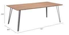 79" Wood Brown And Gray Steel Dining Table - Homeroots