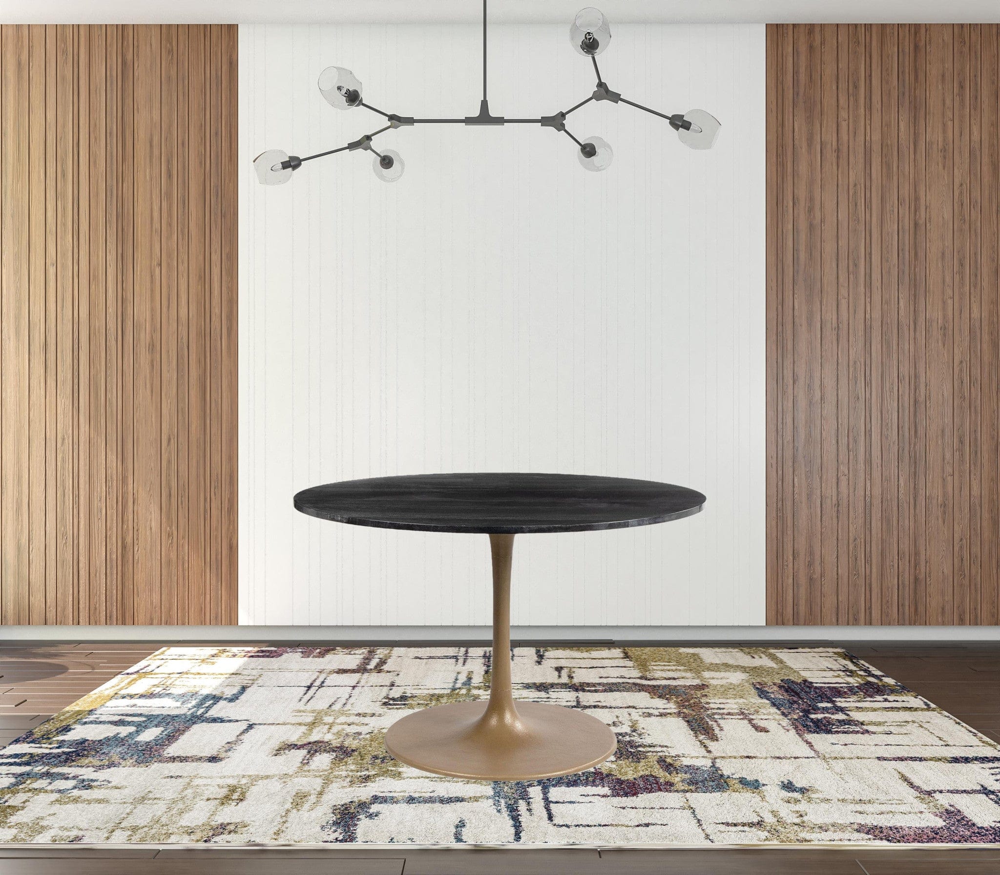 47" Gold Rounded Steel Pedestal Base Dining Table - Homeroots