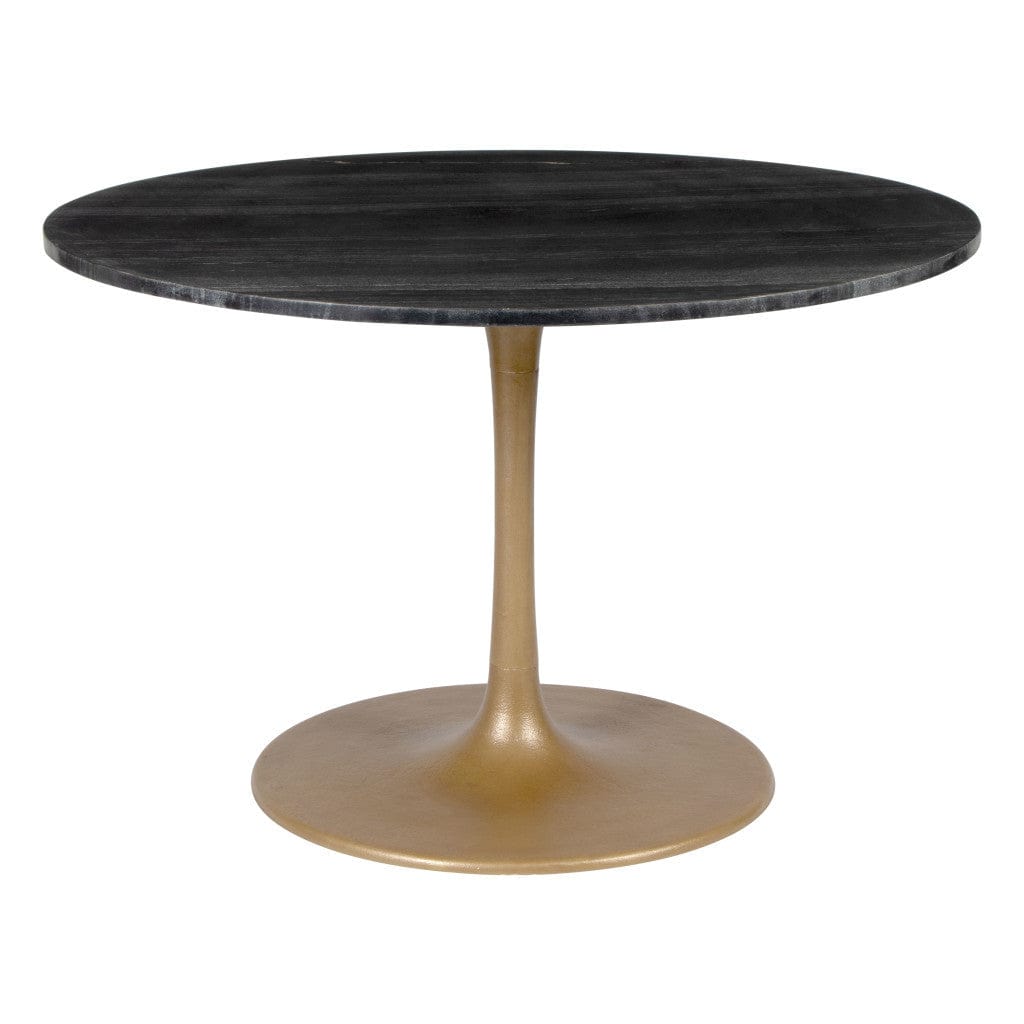 47" Gold Rounded Steel Pedestal Base Dining Table - Homeroots