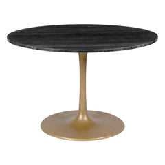 47" Gold Rounded Steel Pedestal Base Dining Table - Homeroots