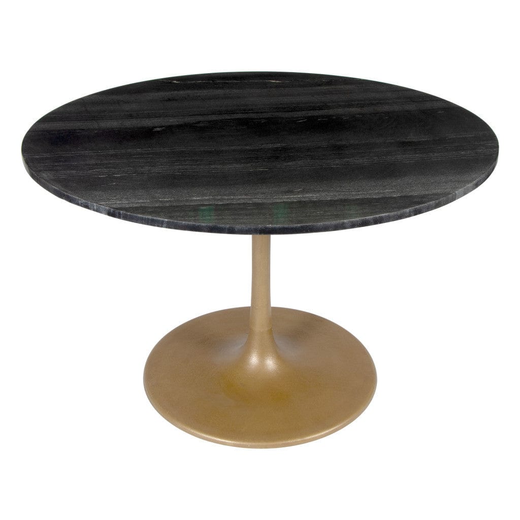 47" Gold Rounded Steel Pedestal Base Dining Table - Homeroots