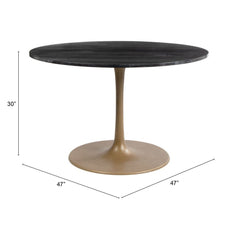 47" Gold Rounded Steel Pedestal Base Dining Table - Homeroots