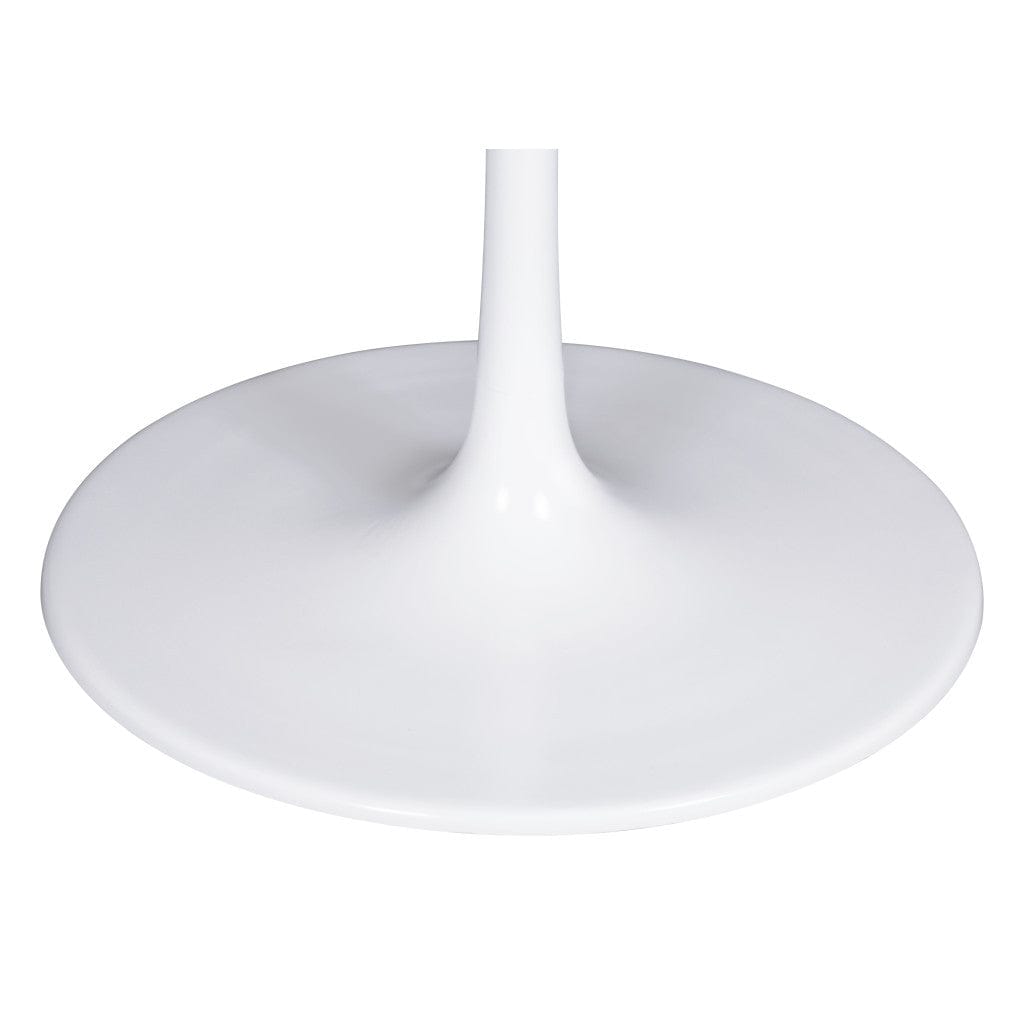47" White Rounded Marble And Steel Pedestal Base Dining Table - Homeroots