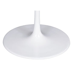 47" White Rounded Marble And Steel Pedestal Base Dining Table - Homeroots