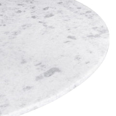 47" White Rounded Marble And Steel Pedestal Base Dining Table - Homeroots