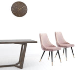 Set of Two Tufted Pink And Black Upholstered Velvet Windsor Back Dining Side Chairs - Homeroots