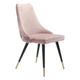 Set of Two Tufted Pink And Black Upholstered Velvet Windsor Back Dining Side Chairs - Homeroots - Flyclothing LLC