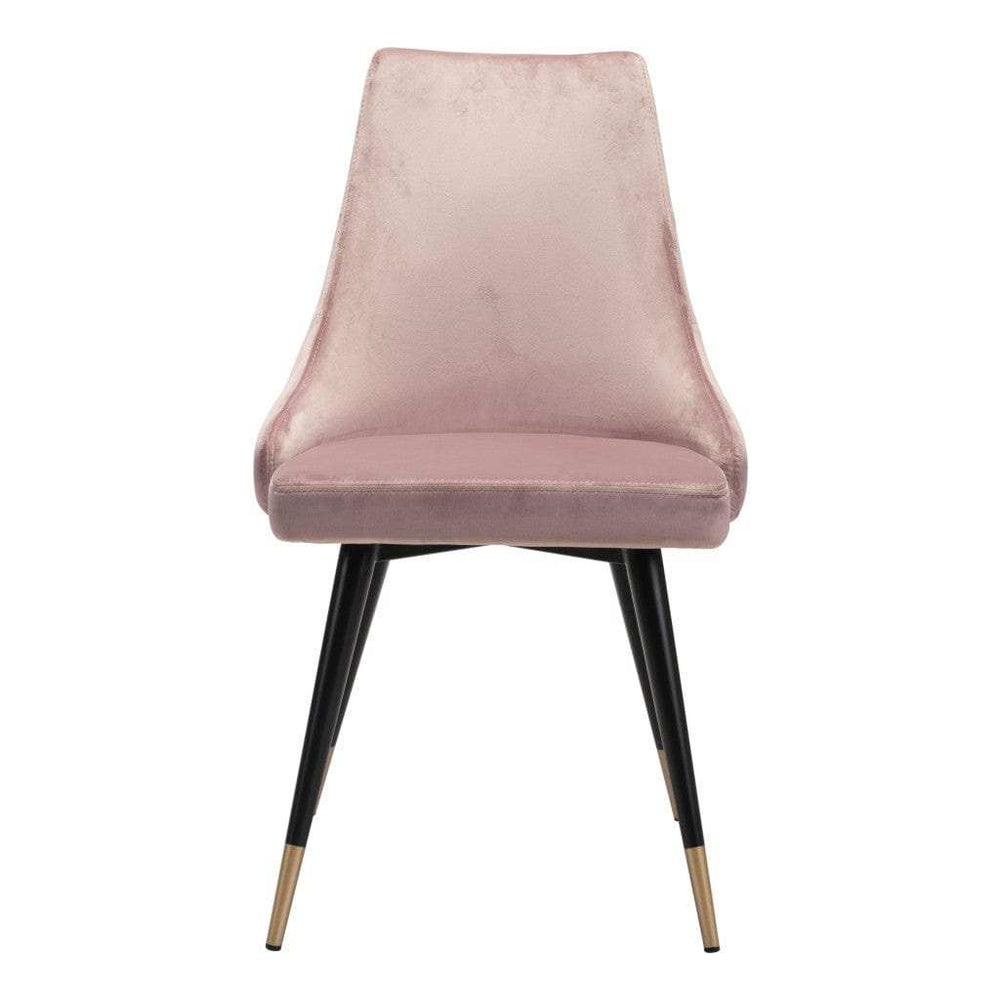 Set of Two Tufted Pink And Black Upholstered Velvet Windsor Back Dining Side Chairs - Homeroots - Flyclothing LLC