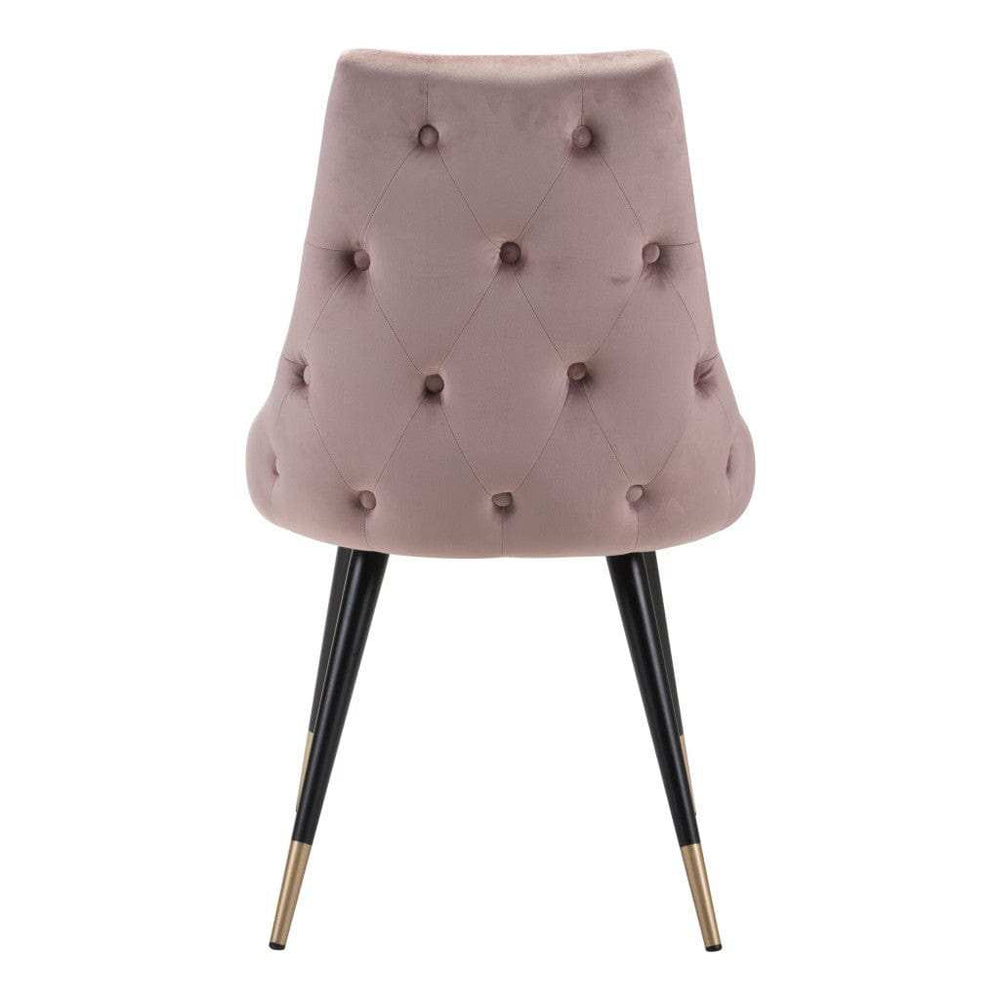 Set of Two Tufted Pink And Black Upholstered Velvet Windsor Back Dining Side Chairs - Homeroots - Flyclothing LLC