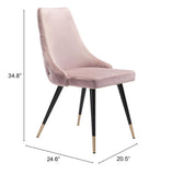 Set of Two Tufted Pink And Black Upholstered Velvet Windsor Back Dining Side Chairs - Homeroots