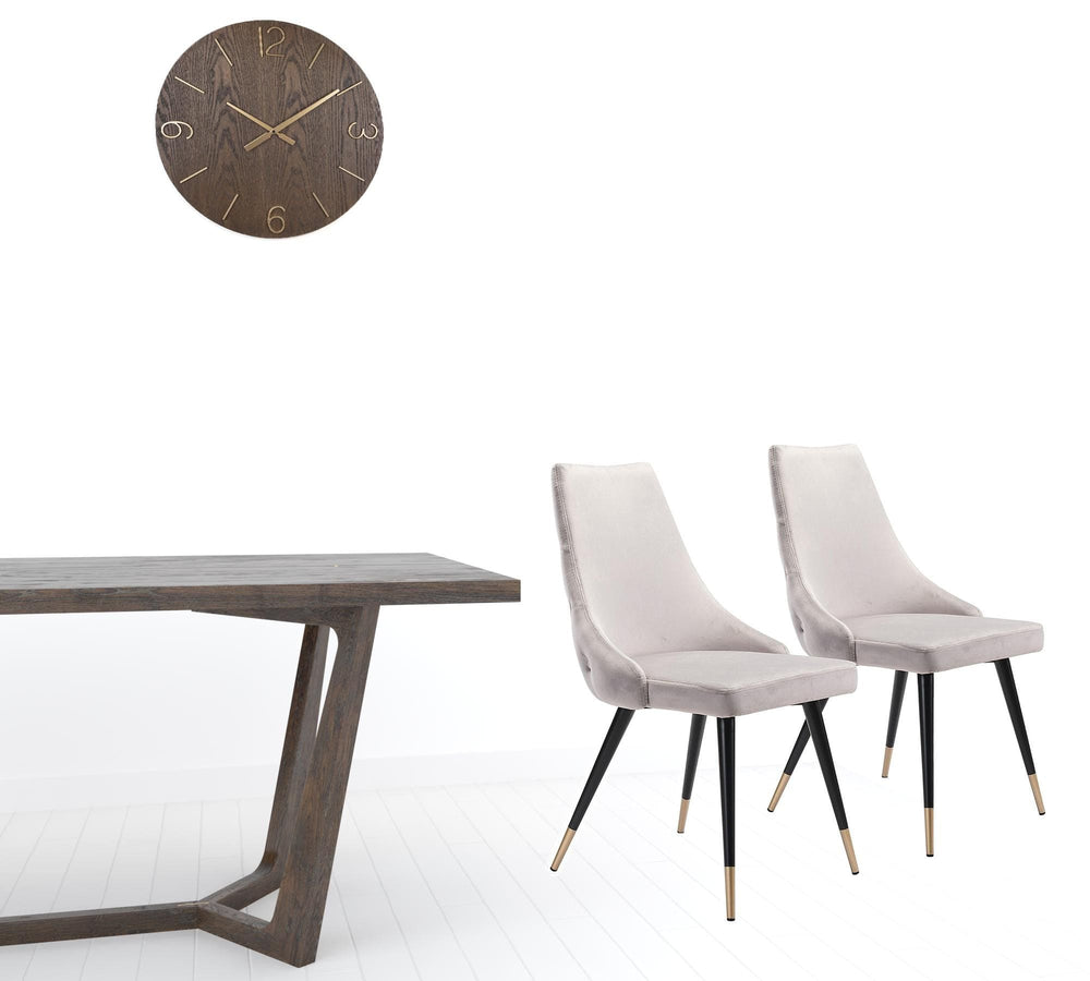 Set of Two Tufted Gray And Black Upholstered Velvet Windsor Back Dining Side Chairs - Homeroots