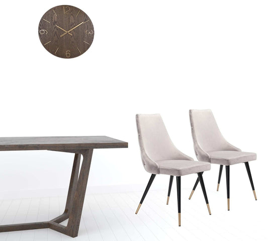 Set of Two Tufted Gray And Black Upholstered Velvet Windsor Back Dining Side Chairs - Homeroots - Flyclothing LLC