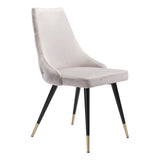 Set of Two Tufted Gray And Black Upholstered Velvet Windsor Back Dining Side Chairs - Homeroots