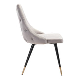Set of Two Tufted Gray And Black Upholstered Velvet Windsor Back Dining Side Chairs - Homeroots