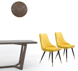 Set of Two Tufted Yellow And Black Upholstered Velvet Windsor Back Dining Side Chairs - Homeroots