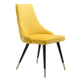 Set of Two Tufted Yellow And Black Upholstered Velvet Windsor Back Dining Side Chairs - Homeroots