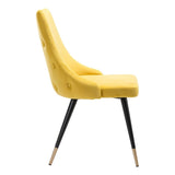 Set of Two Tufted Yellow And Black Upholstered Velvet Windsor Back Dining Side Chairs - Homeroots