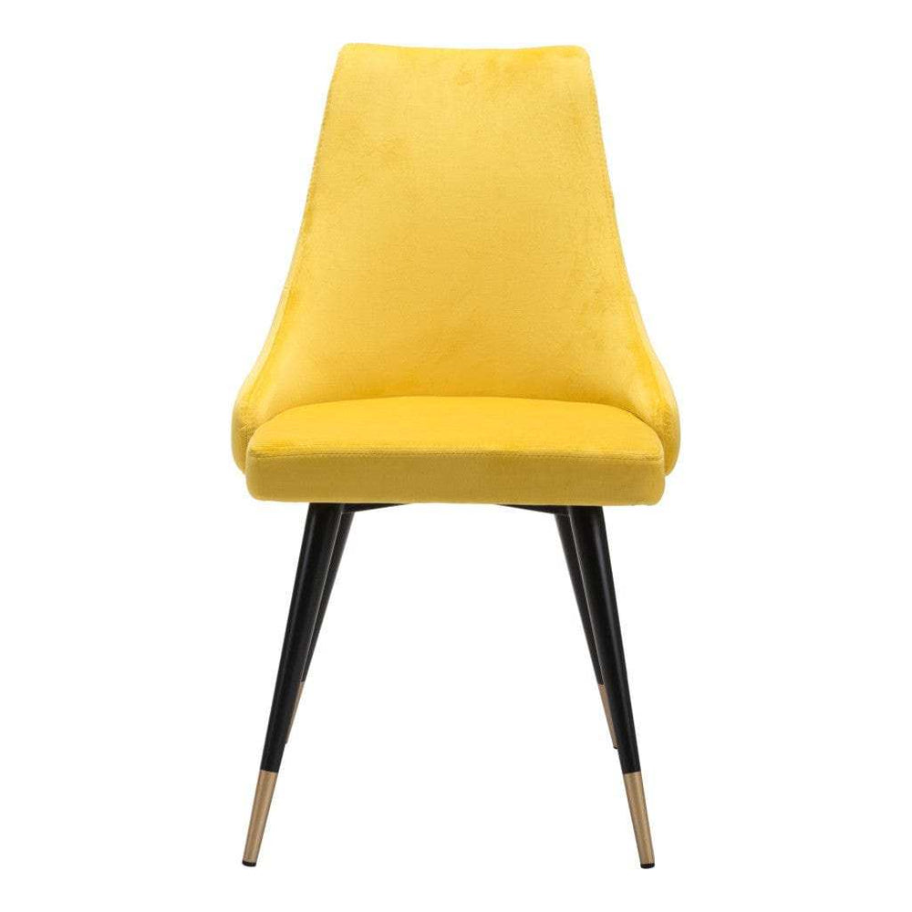 Set of Two Tufted Yellow And Black Upholstered Velvet Windsor Back Dining Side Chairs - Homeroots - Flyclothing LLC