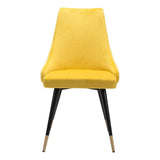 Set of Two Tufted Yellow And Black Upholstered Velvet Windsor Back Dining Side Chairs - Homeroots - Flyclothing LLC