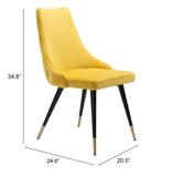 Set of Two Tufted Yellow And Black Upholstered Velvet Windsor Back Dining Side Chairs - Homeroots