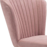 Set of Two Tufted Pink And Black Upholstered Velvet Wing Back Dining Side Chairs - Homeroots