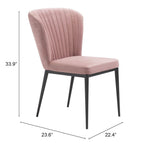 Set of Two Tufted Pink And Black Upholstered Velvet Wing Back Dining Side Chairs - Homeroots
