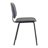 Set of Two Gray And Black Upholstered Faux Leather Open Back Dining Side Chairs - Homeroots