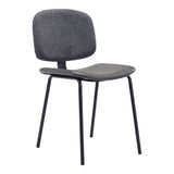 Set of Two Gray And Black Upholstered Faux Leather Open Back Dining Side Chairs - Homeroots