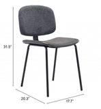 Set of Two Gray And Black Upholstered Faux Leather Open Back Dining Side Chairs - Homeroots