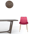 Set of Two Red And Gold Upholstered Velvet Dining Side Chairs - Homeroots