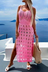 Openwork Slit Scoop Neck Sleeveless Cover Up - Trendsi - Flyclothing LLC