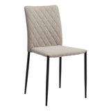 Set of Two Beige And Black Upholstered Fabric Dining Side Chairs - Homeroots