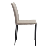 Set of Two Beige And Black Upholstered Fabric Dining Side Chairs - Homeroots