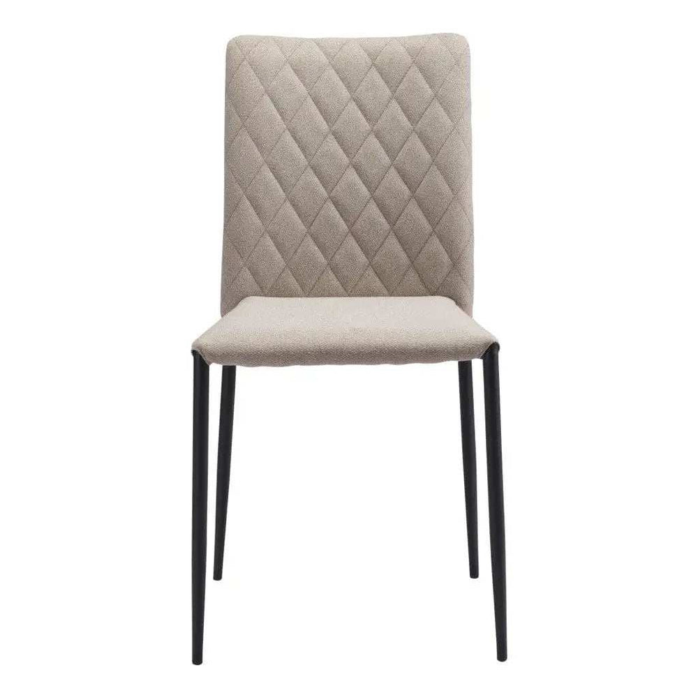Set of Two Beige And Black Upholstered Fabric Dining Side Chairs - Homeroots - Flyclothing LLC