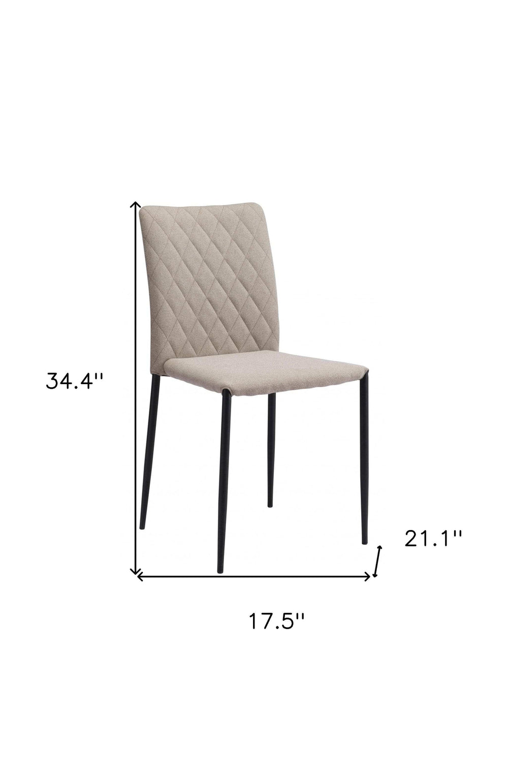 Set of Two Beige And Black Upholstered Fabric Dining Side Chairs - Homeroots - Flyclothing LLC
