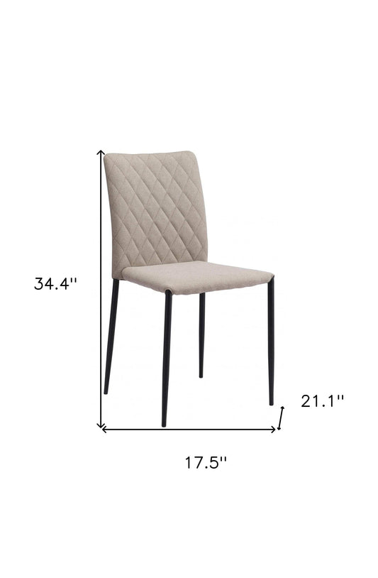 Set of Two Beige And Black Upholstered Fabric Dining Side Chairs - Homeroots - Flyclothing LLC