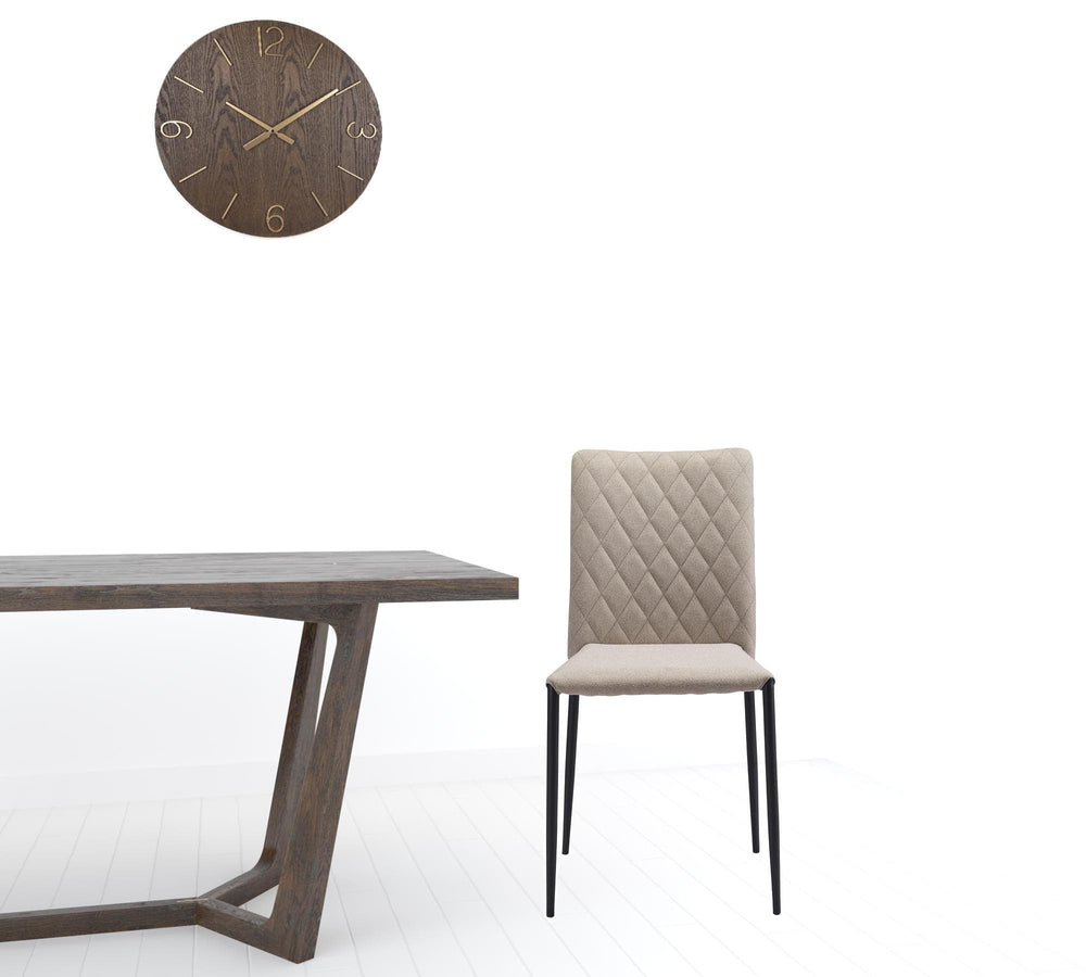 Set of Two Beige And Black Upholstered Fabric Dining Side Chairs - Homeroots