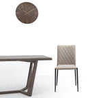 Set of Two Beige And Black Upholstered Fabric Dining Side Chairs - Homeroots