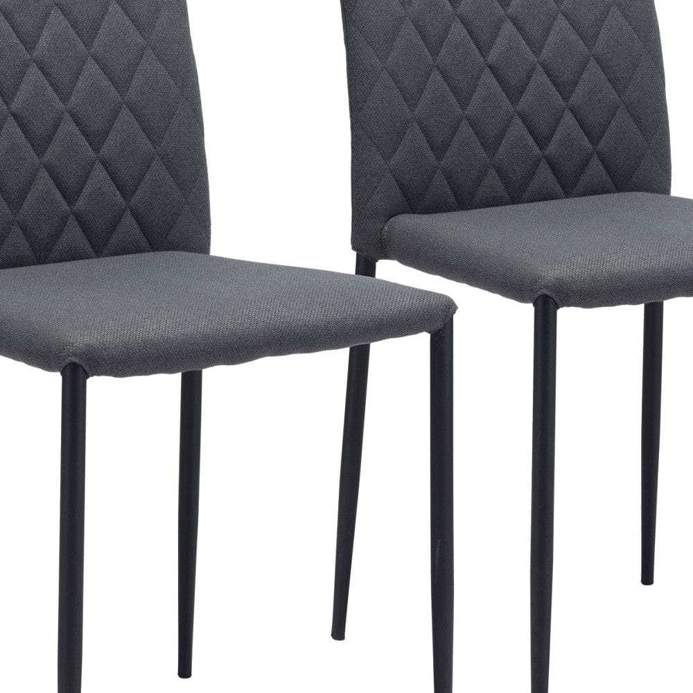 Set of Two Gray And Black Upholstered Fabric Dining Side Chairs - Homeroots - Flyclothing LLC