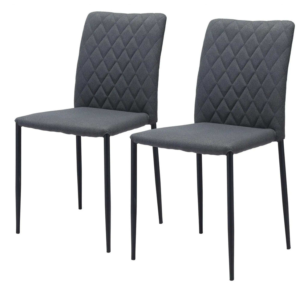Set of Two Gray And Black Upholstered Fabric Dining Side Chairs - Homeroots - Flyclothing LLC
