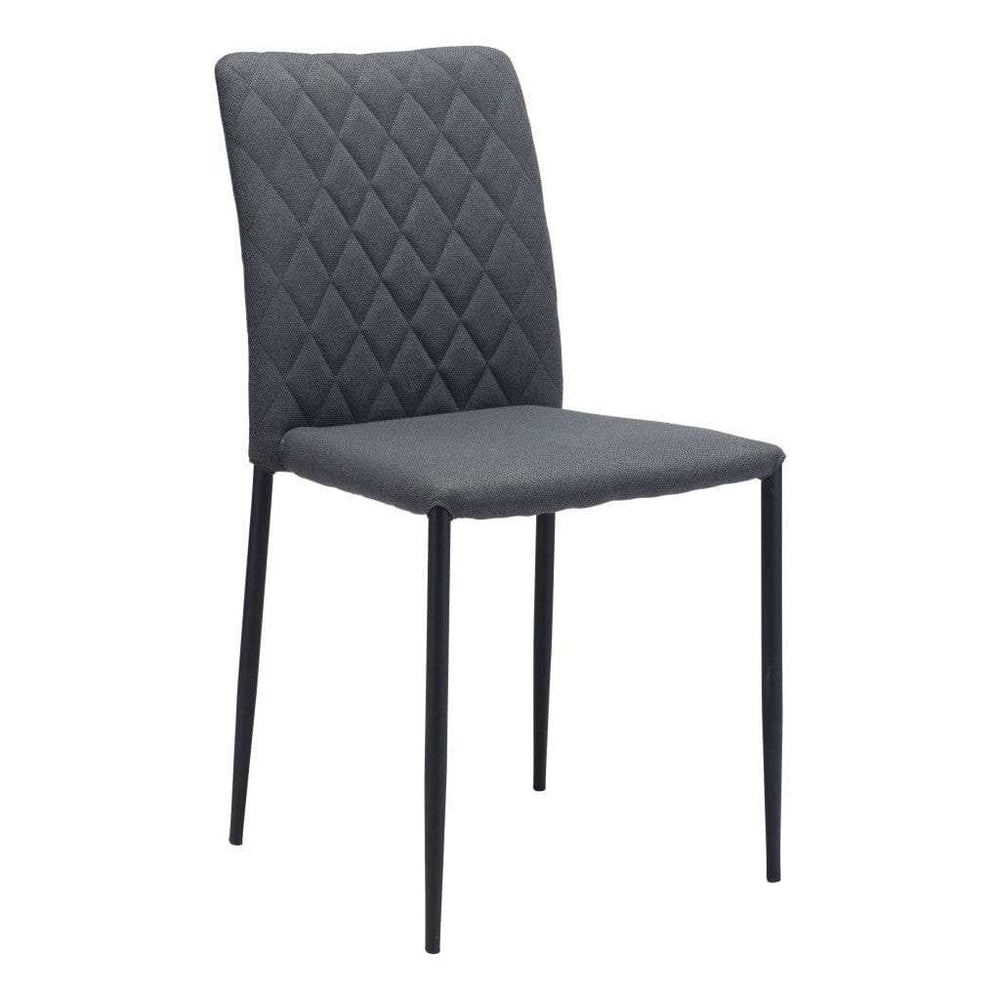 Set of Two Gray And Black Upholstered Fabric Dining Side Chairs - Homeroots - Flyclothing LLC