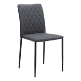 Set of Two Gray And Black Upholstered Fabric Dining Side Chairs - Homeroots