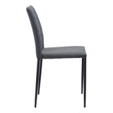 Set of Two Gray And Black Upholstered Fabric Dining Side Chairs - Homeroots