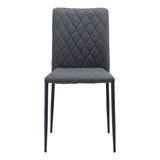 Set of Two Gray And Black Upholstered Fabric Dining Side Chairs - Homeroots