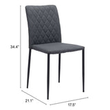 Set of Two Gray And Black Upholstered Fabric Dining Side Chairs - Homeroots - Flyclothing LLC