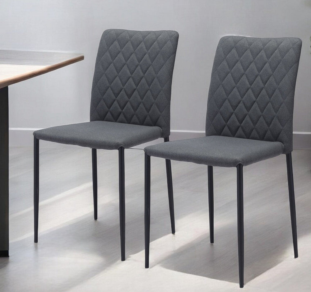 Set of Two Gray And Black Upholstered Fabric Dining Side Chairs - Homeroots