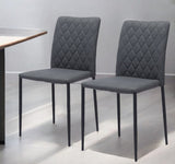 Set of Two Gray And Black Upholstered Fabric Dining Side Chairs - Homeroots