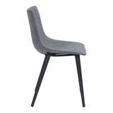 Set of Two Gray And Black Upholstered Fabric Dining Side Chairs - Homeroots