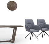 Set of Two Gray And Black Upholstered Fabric Dining Arm Chairs - Homeroots